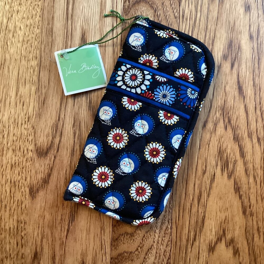 NWT VERA BRADLEY NIGHT OWL FLORAL QUILTED EYEGLASS SUNGLASSES CASE FOR PURSE